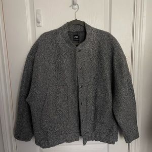 Zara grey wool bomber jacket